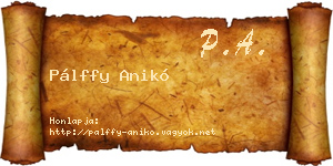 Pálffy Anikó névjegykártya